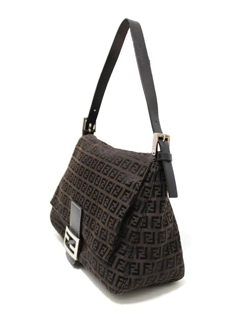 fendi tobacco zucca canvas shoulder bag|Fendi zucca mama baguette tobacco.